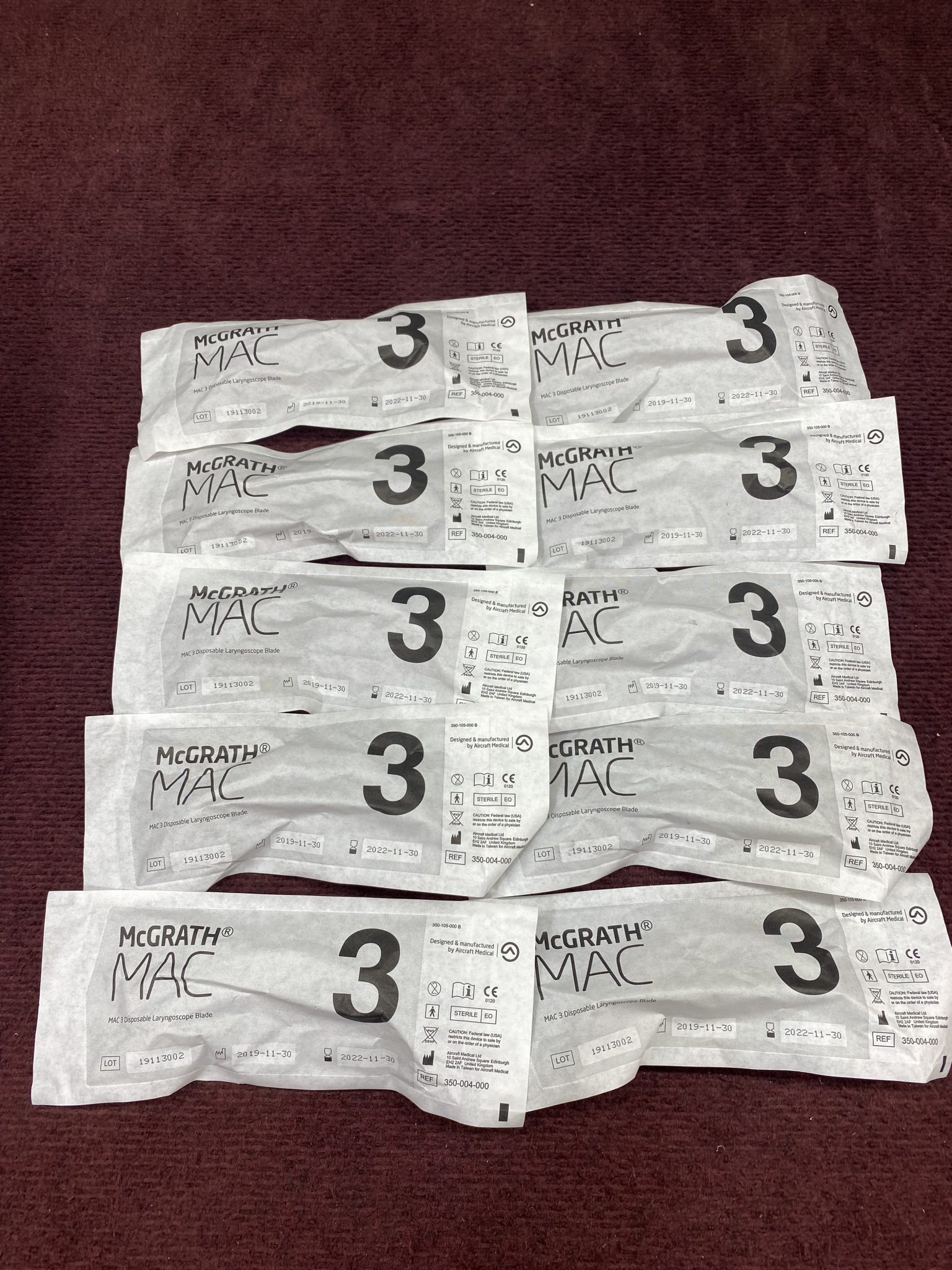 McGrath MAC 3 Disposable Laryngoscope Blades 350004000 EXP11302022