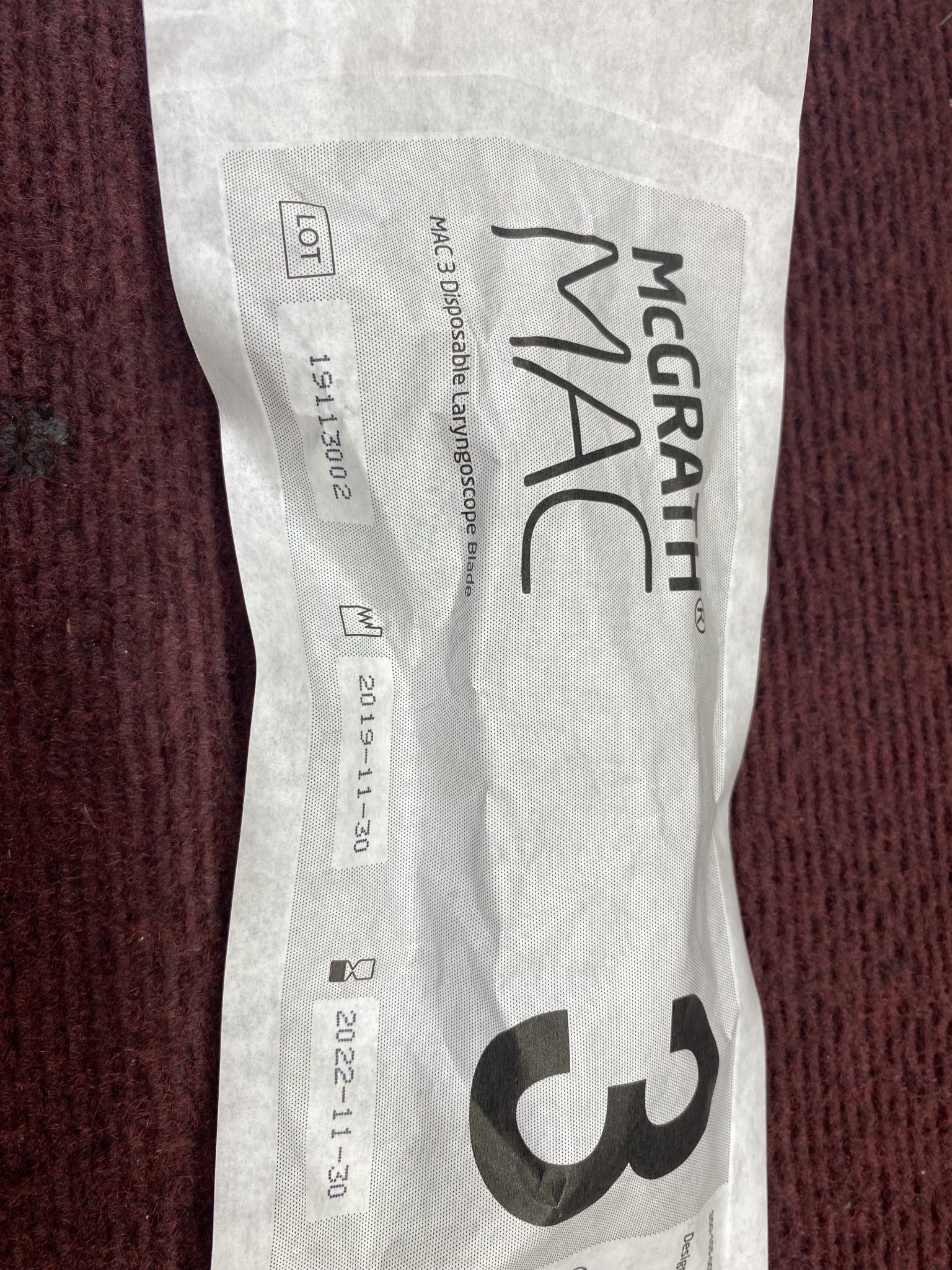 McGrath MAC 3 Disposable Laryngoscope Blades 350004000 EXP11302022