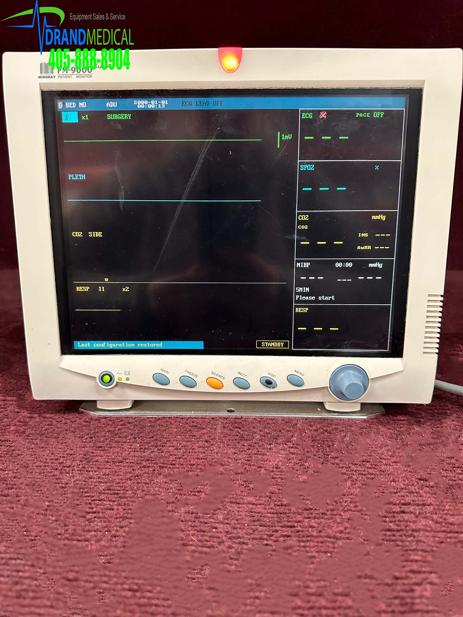 Mindray PM9000 Patient Monitor with 3/5 Lead ECG, NIBP, SpO2, IBP