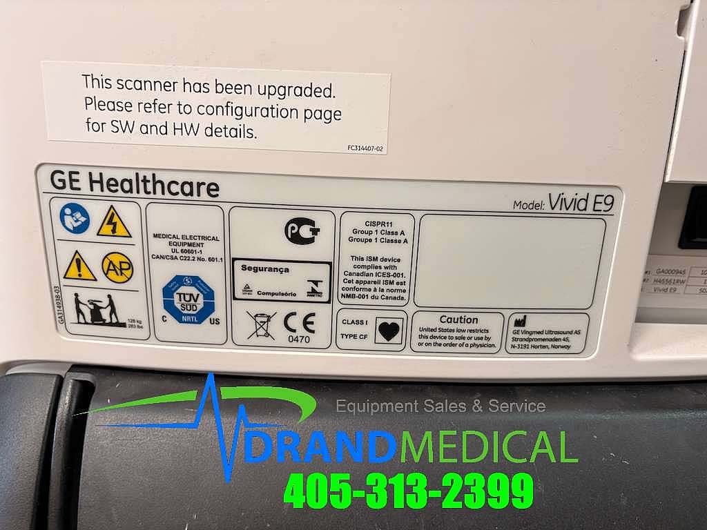 GE Vivid E9 XDclear Cardiac Imaging System W/ M5Sc-D, 4C-D, 9L-D probes - Image 10