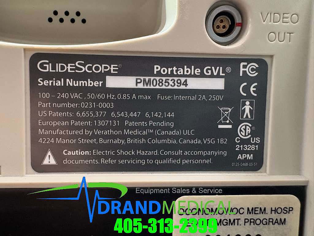 Glidescope Portable GVL 0231-0003 w/ GlideScope 0574-0030 Laryngoscope (E8-2) - Image 8
