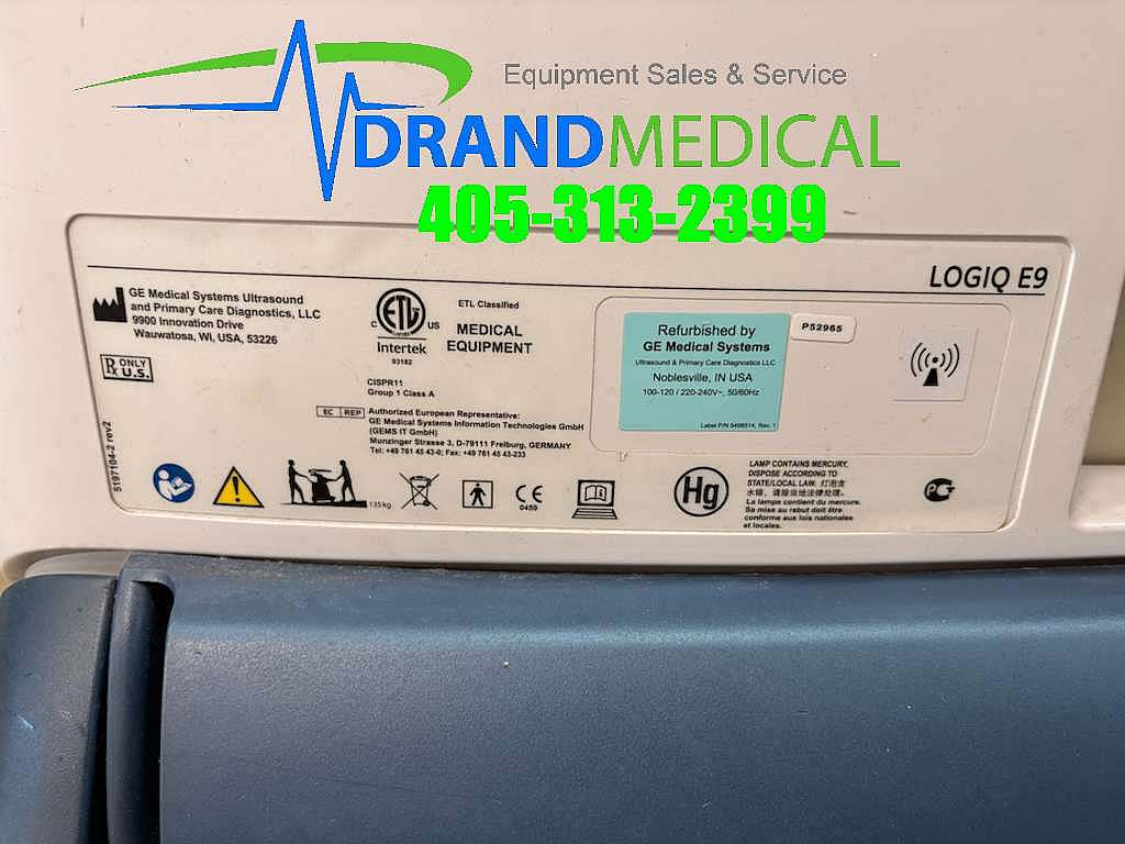 GE LOGIQ E9 ULTRASOUND W/ 4 TRANSDUCER PROBES 2- 9L, 1- ML6-15 and 1- C1-6 - Image 12