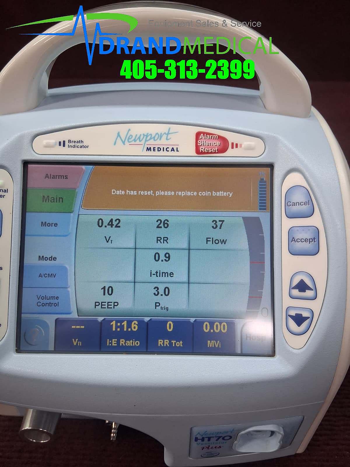 Newport HT70 Portable Monitor w/Newport Air/Oxygen Mixer (B8-3) - Image 8