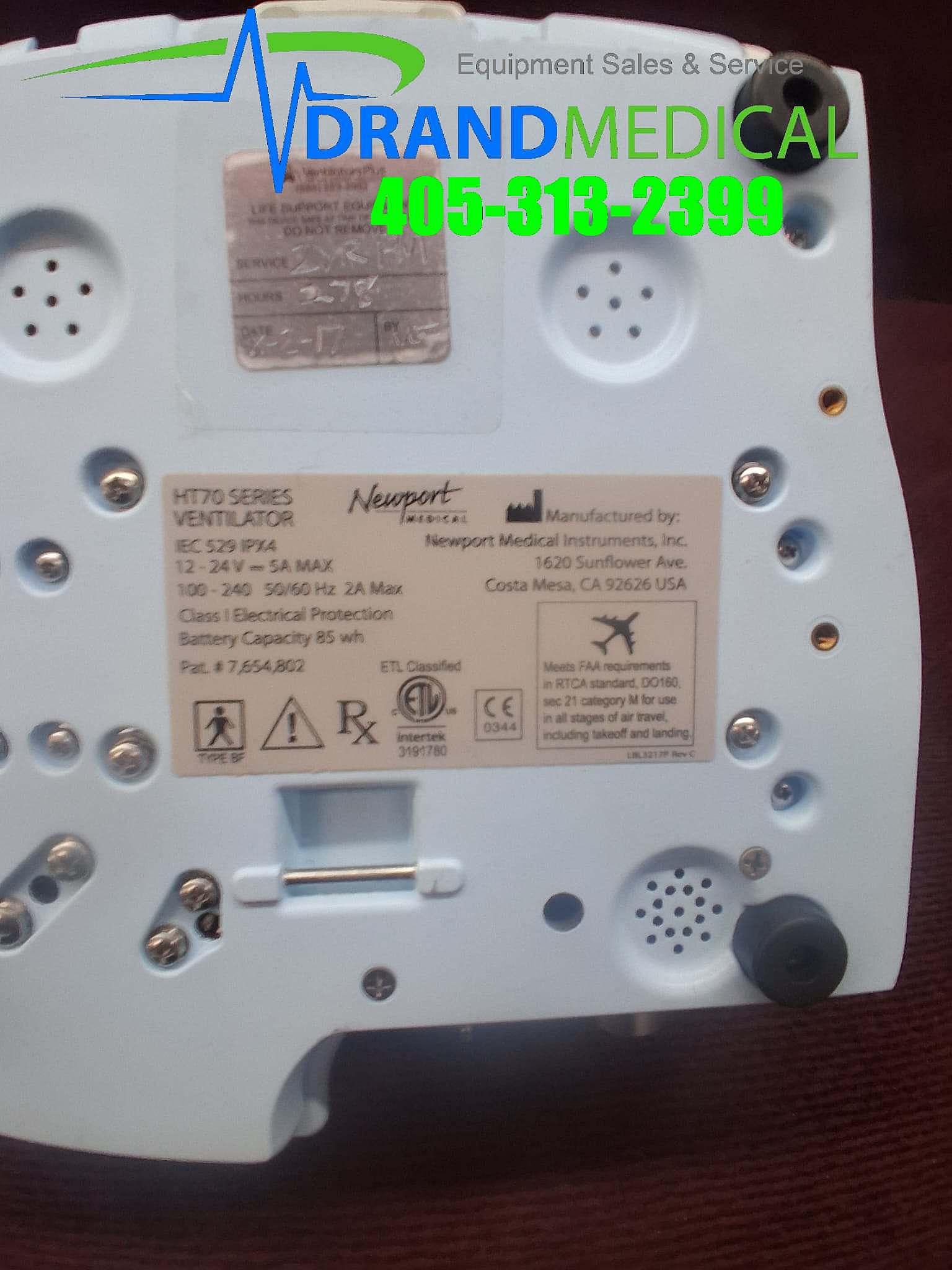 Newport HT70 Portable Monitor w/Newport Air/Oxygen Mixer (B8-3) - Image 5